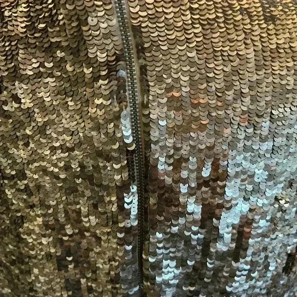 Alice + Olivia Silver Sequin Top - Sarita Short Sleeve Blouse Small Petite - Picture 10 of 12